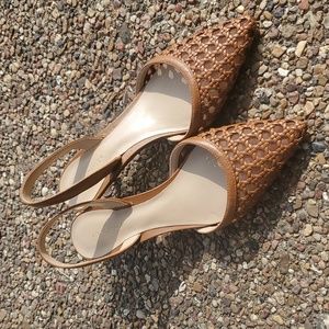 Ann Taylor kitten heel brown sandals heels slides